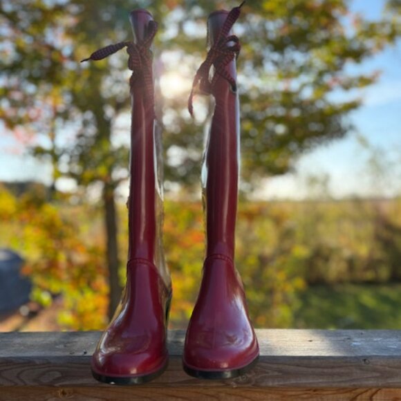 Marc Jacobs Women's Red High Heel Rain Boots - Picture 3 of 7